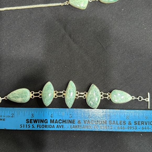 (M) NWOT 925 SS Green Amazonite Necklace & bracelet - Picture 6 of 6